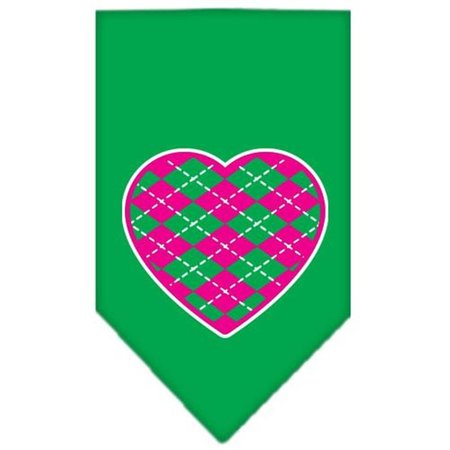 UNCONDITIONAL LOVE Argyle Heart Pink Screen Print Bandana Emerald Green Small UN851603